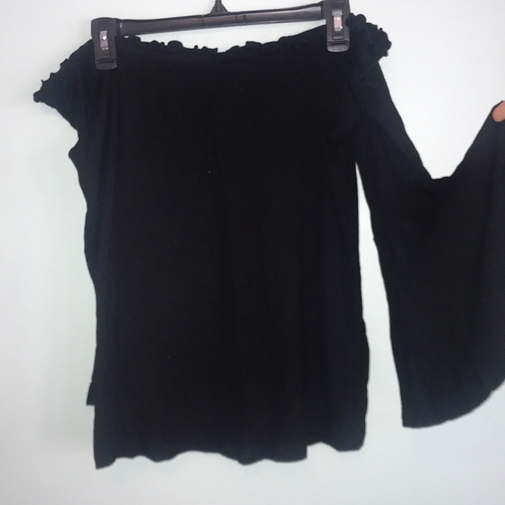 Off-the-shoulder top with bell sleeves